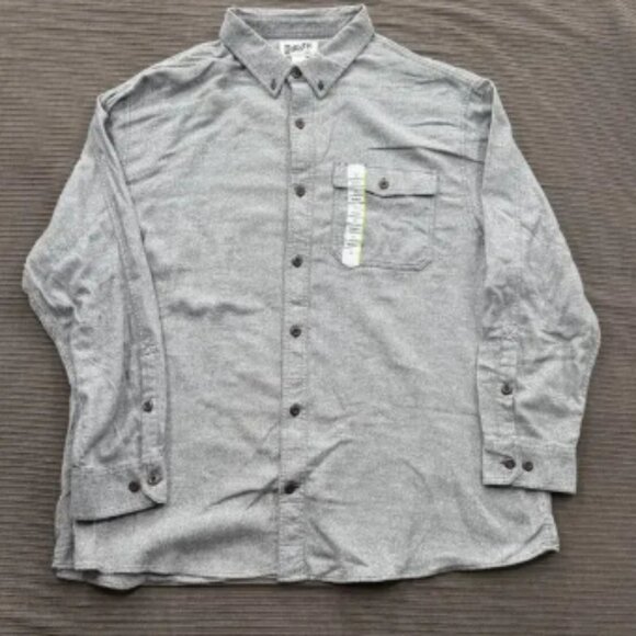 Duluth Shirt Mens 2XL Gray Free Swingin Twist Cotton Relaxed Fit Button Up Work - Picture 1 of 10